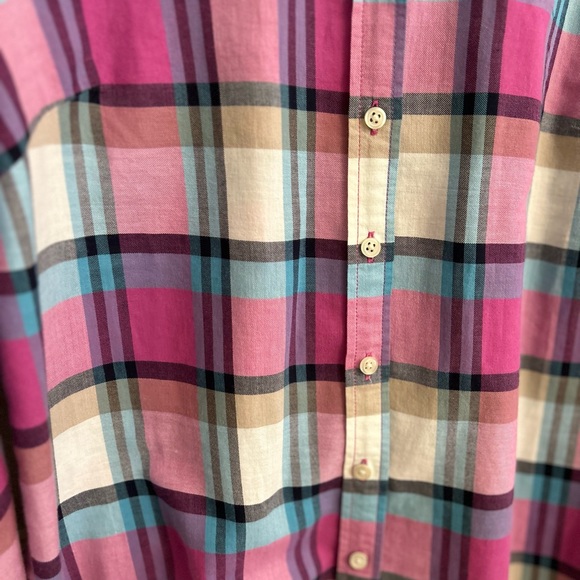 Talbots Pink Purple Black Plaid Button Down Shirt Size Petite Small - Picture 4 of 9